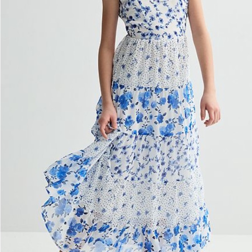Floral Blue Girl’s Speechless Maxi Dress